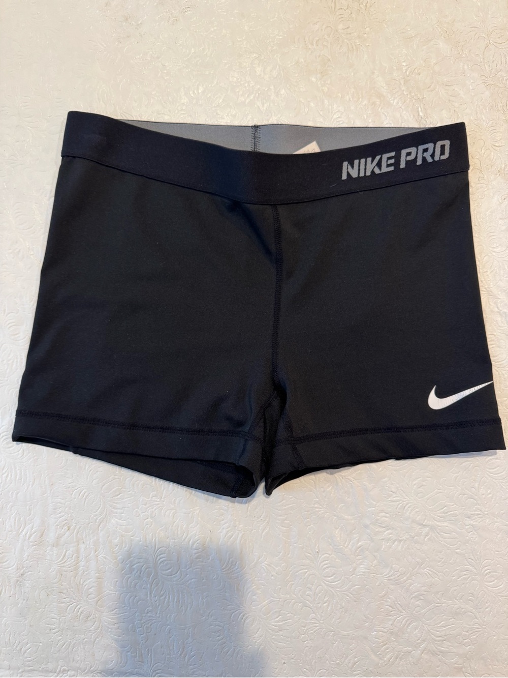 Nike Pro Dri Fit Black Women's Bike Shorts with White Swoosh